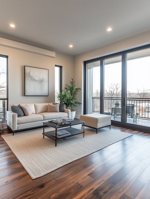 high ceiling apartment living room